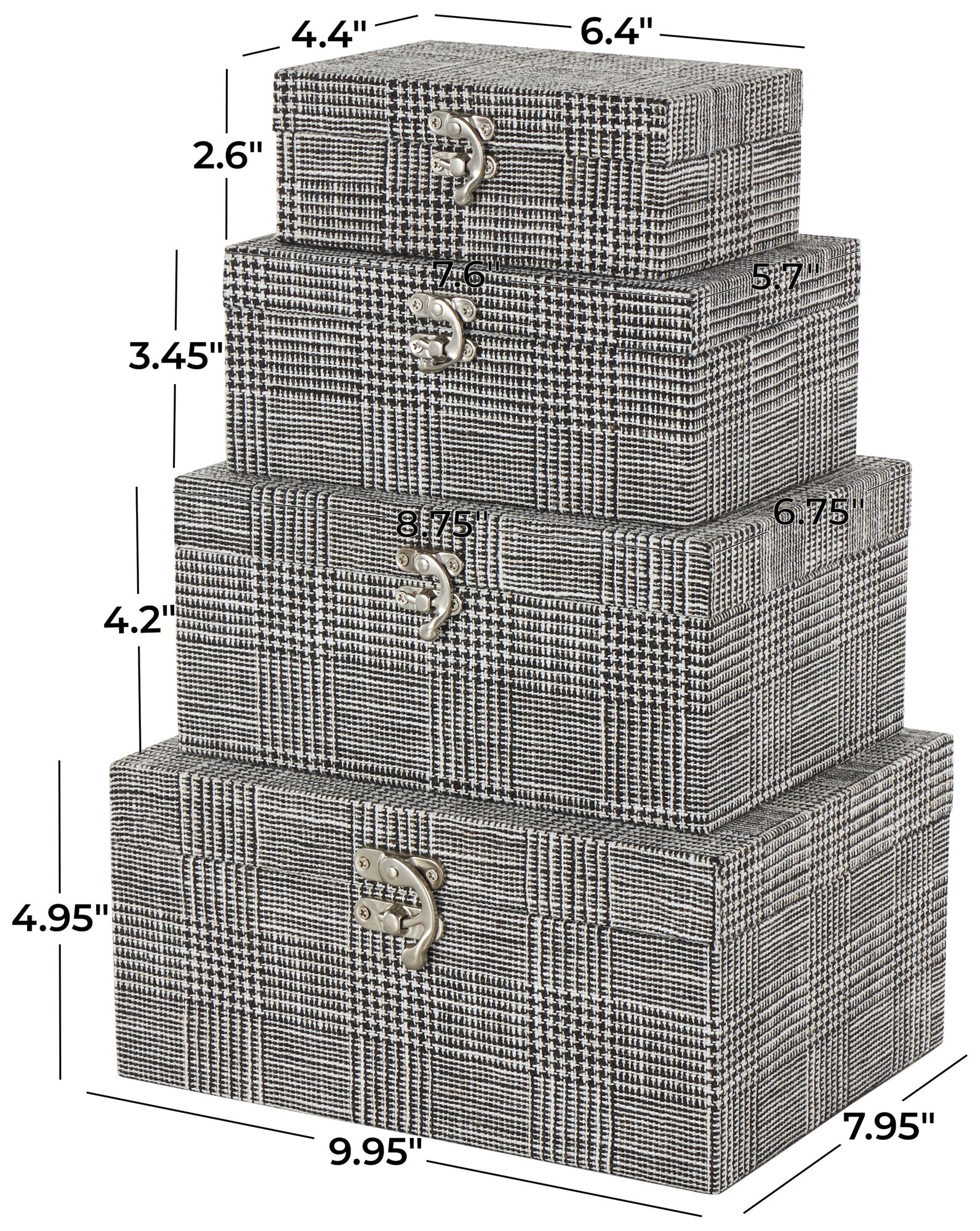 Image 7 Black Fabric Modern Box, S/4 10", 9", 8", 6"H more views