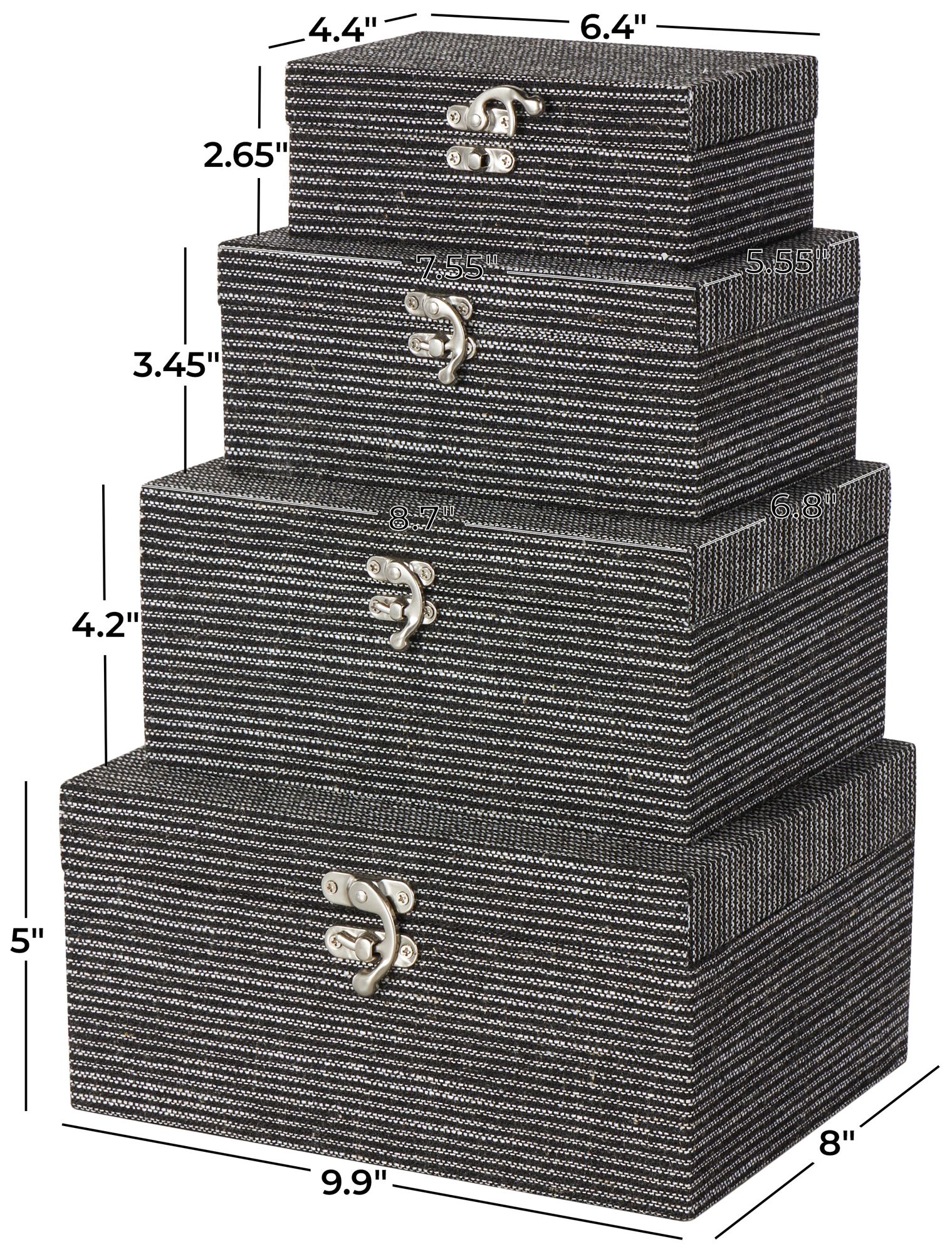 Image 7 Black Fabric Modern Box, S/4 10"W, 9"W, 8"W, 6"H more views