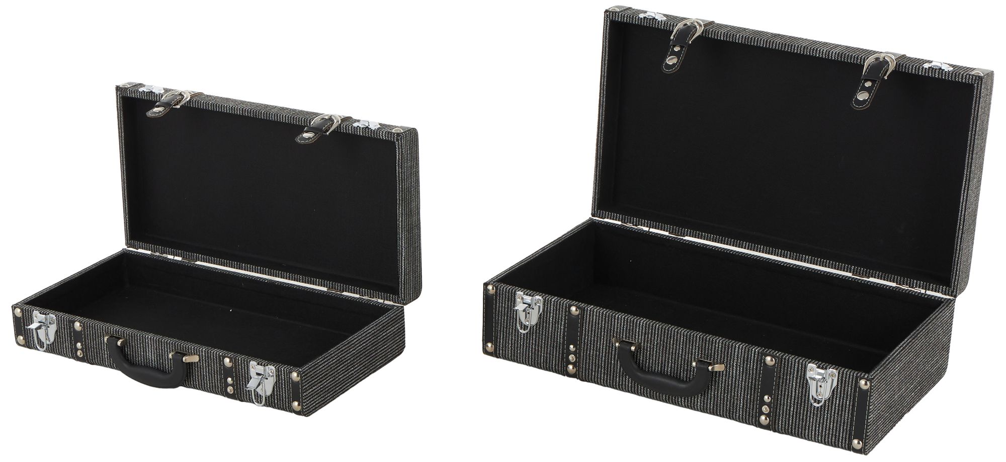 Image 6 Black Fabric Modern Trunk, S/2 21", 19"W more views