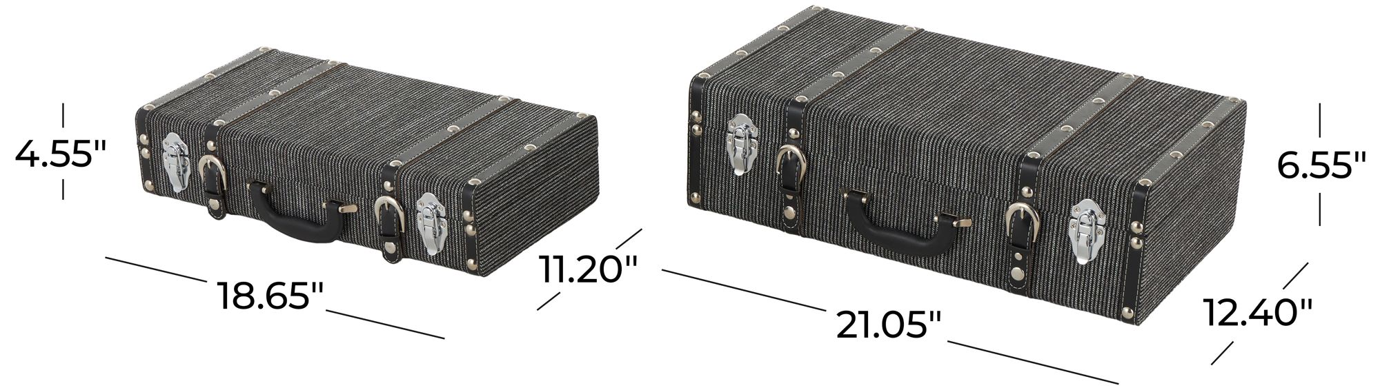 Image 7 Black Fabric Modern Trunk, S/2 21", 19"W more views