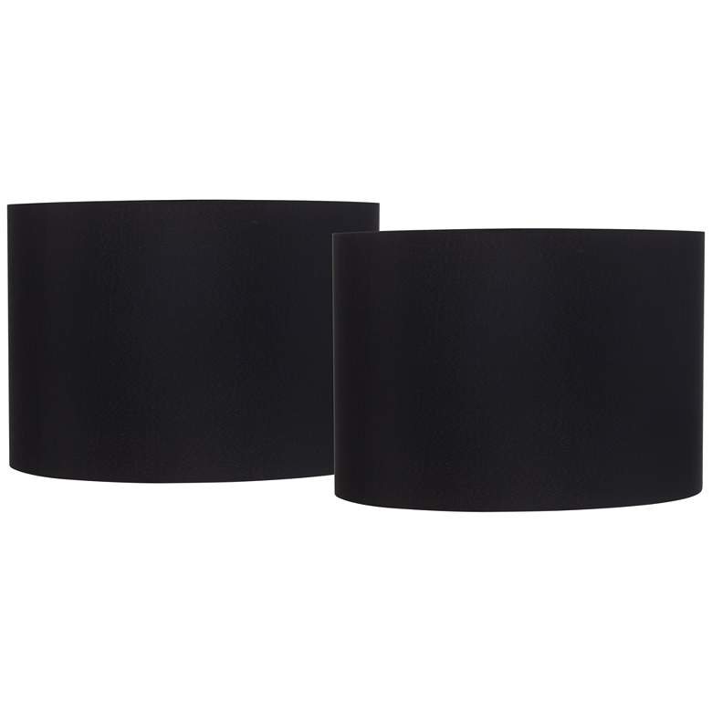 Image 1 Black Fabric Set of 2 Drum Lamp Shades 16x16x11 (Spider)