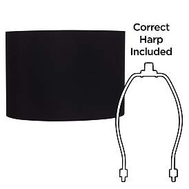 Image5 of Black Fabric Set of 2 Drum Lamp Shades 16x16x11 (Spider) more views