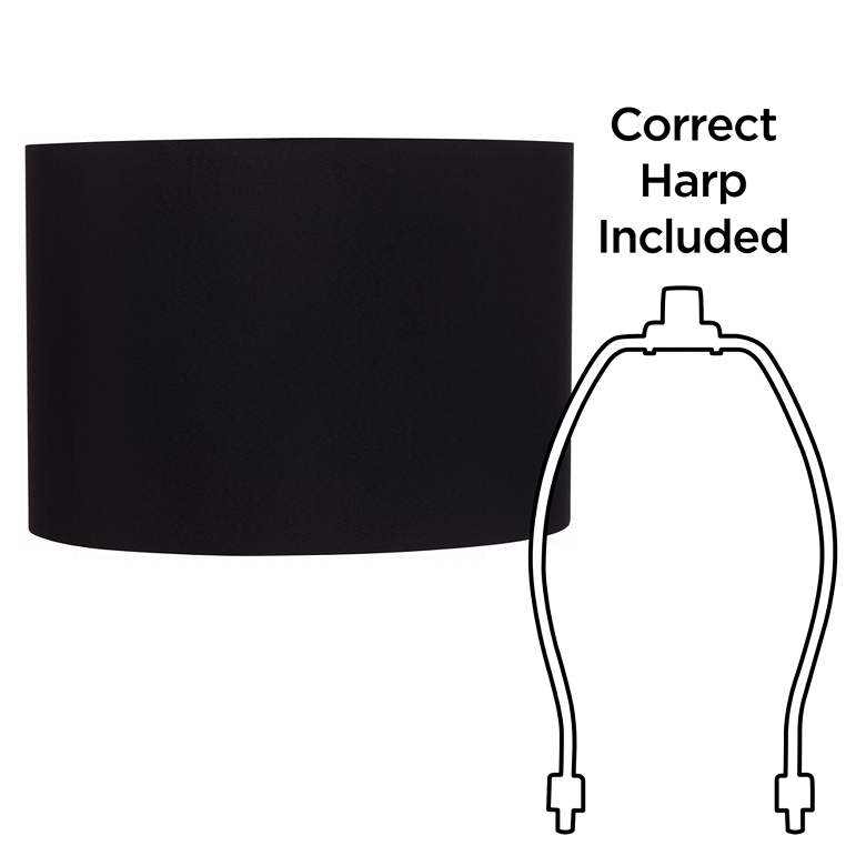 Image 5 Black Fabric Set of 2 Drum Lamp Shades 16x16x11 (Spider) more views