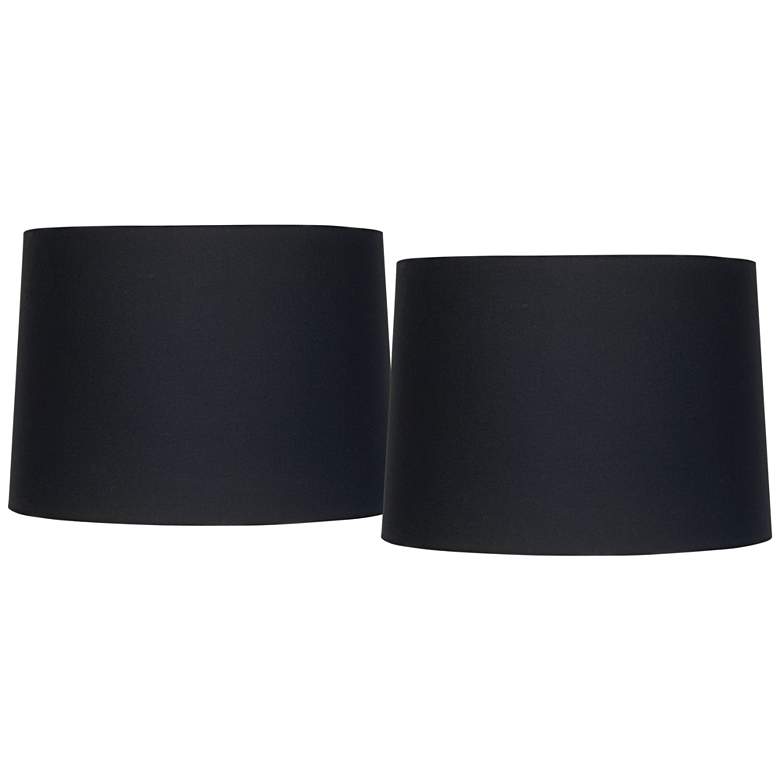 Image 1 Black Fabric Set of 2 Tapered Drum Shades 11x12x8.5 (Spider)