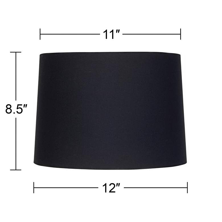 Image 5 Black Fabric Set of 2 Tapered Drum Shades 11x12x8.5 (Spider) more views