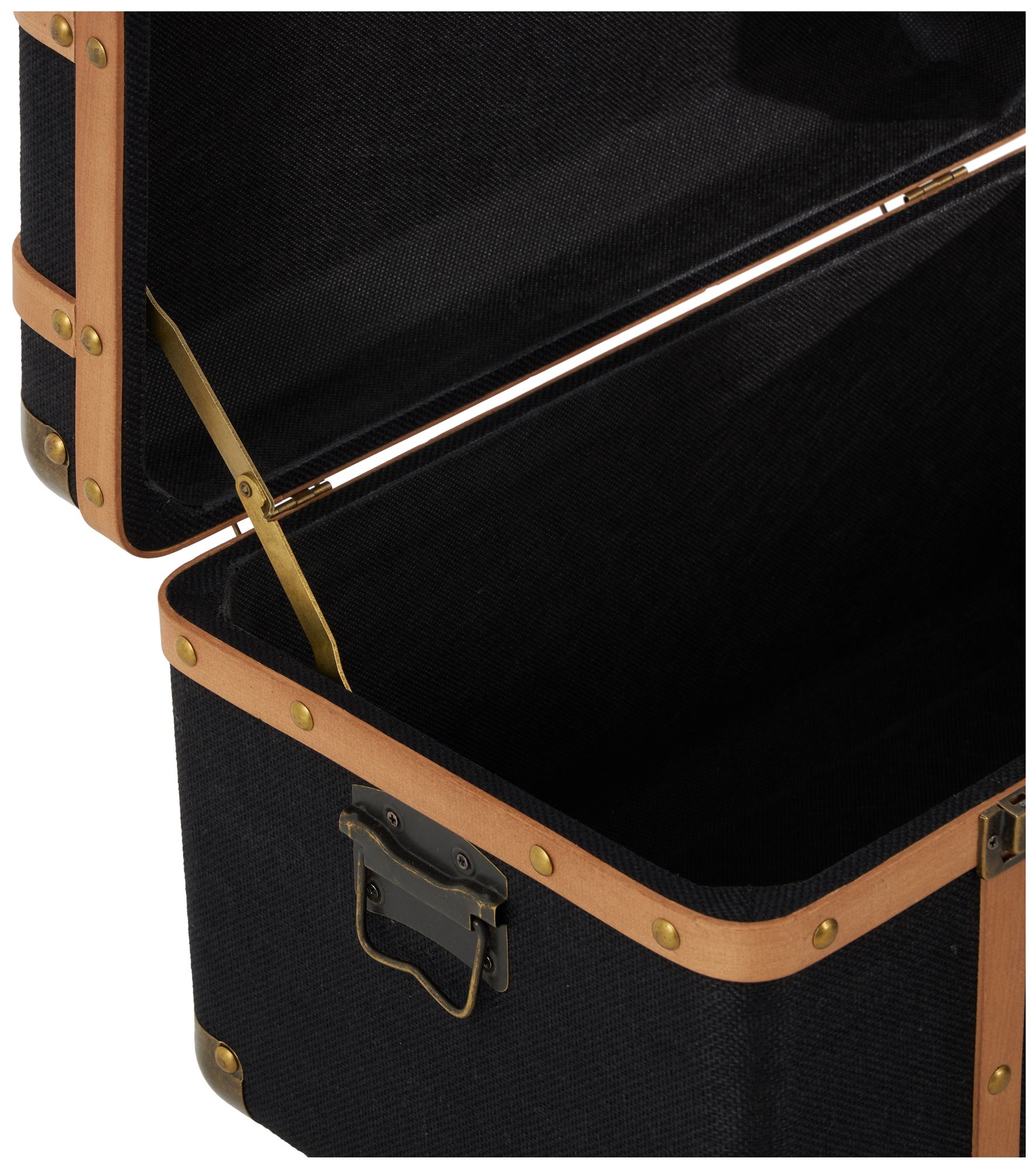 Image 2 Black Fabric Traditional Trunk, S/3 22", 20", 17"W more views