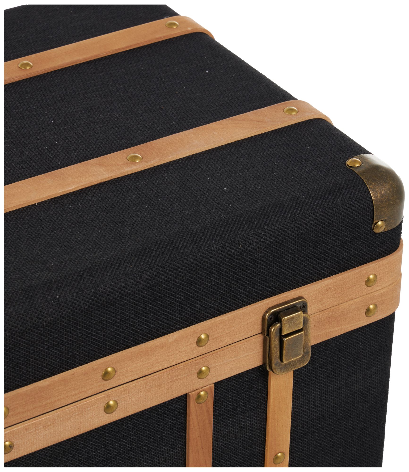 Image 3 Black Fabric Traditional Trunk, S/3 22", 20", 17"W more views
