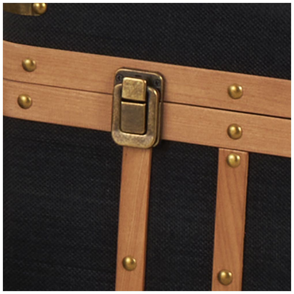 Black Fabric Traditional Trunk, S/3 22", 20", 17"W