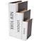 Black Faux Leather Book Storage Decorative Box, Set of 3 11", 8", 6"H