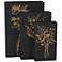 Black Faux Leather Book Storage Decorative Box, Set of 3 13", 11", 9"H