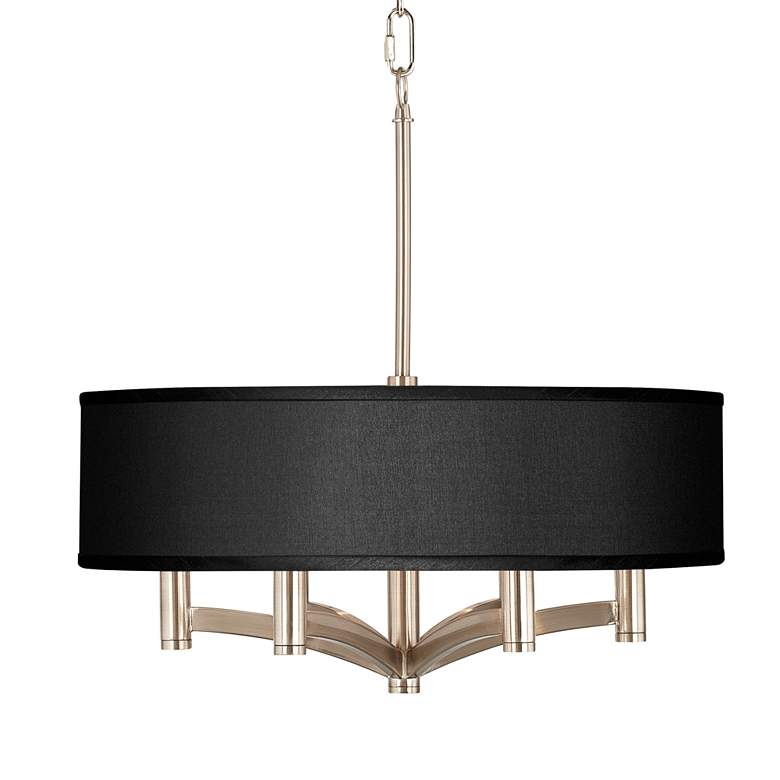 Image 1 Black Faux Silk 6-Light 20" Wide Chandelier