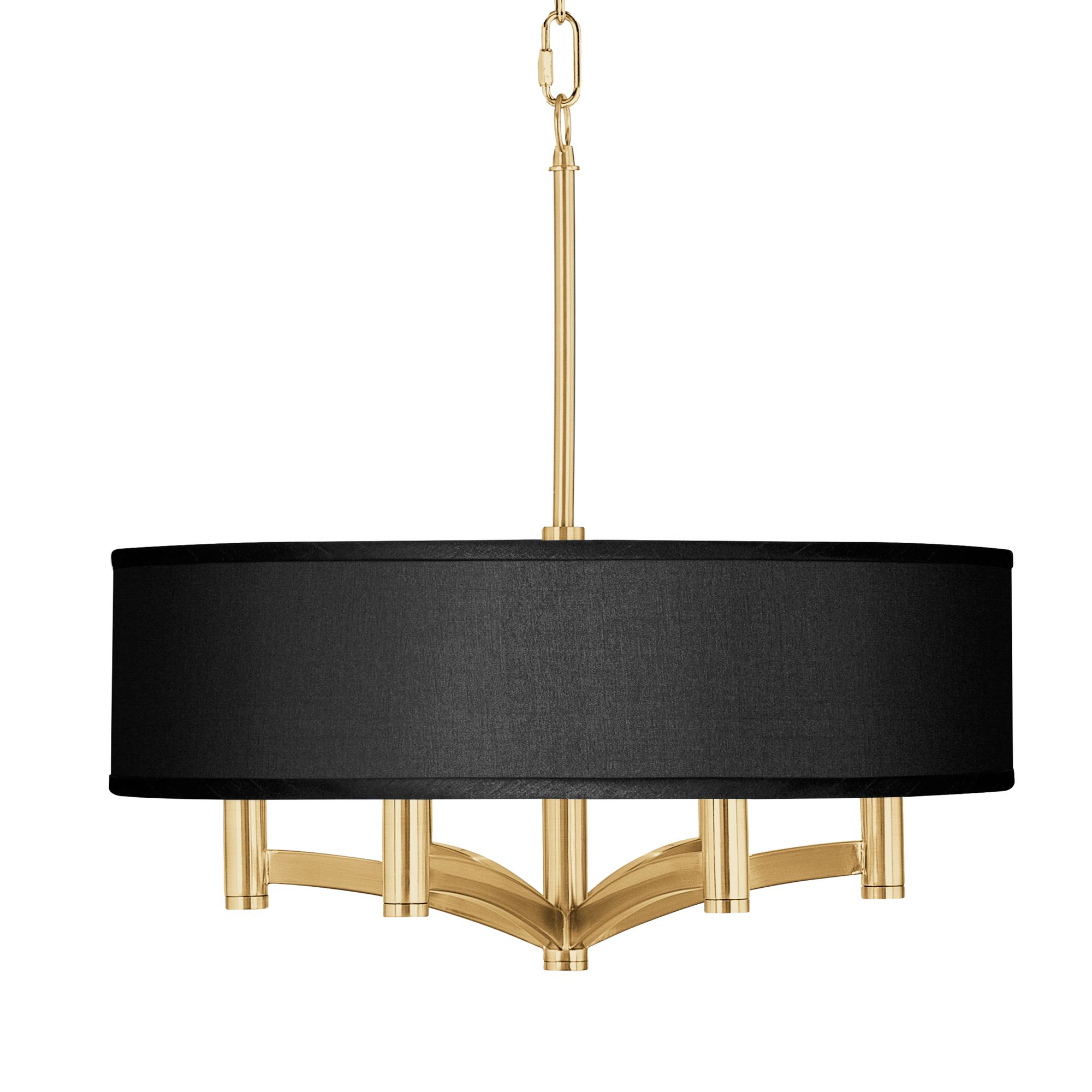 Black Faux Silk Ava 6-Light Gold Pendant Chandelier - #693J6