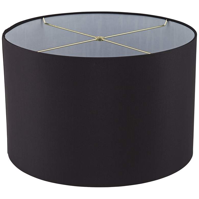 Black Faux Silk Drum Lamp Shade 17x17x11 (Spider) more views