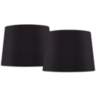 Black Faux Silk Drum Lamp Shades 11x13x9.5 (Spider) Set of 2