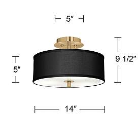Image4 of Black Faux Silk Gold 14" Wide Ceiling Light more views