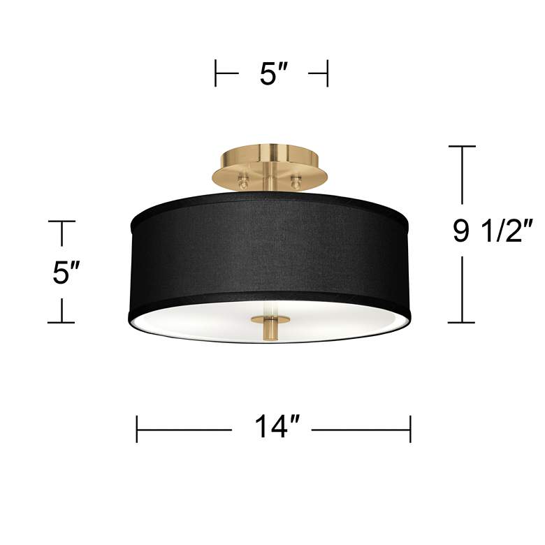 Image 4 Black Faux Silk Gold 14 inch Wide Ceiling Light more views