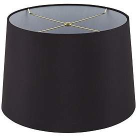 Image4 of Black Faux Silk Set of 2 Drum Lamp Shades 13x15x10 (Spider) more views