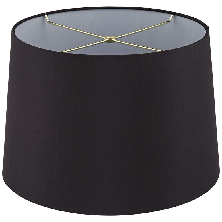 Image 4 Black Faux Silk Set of 2 Drum Lamp Shades 13x15x10 (Spider) more views