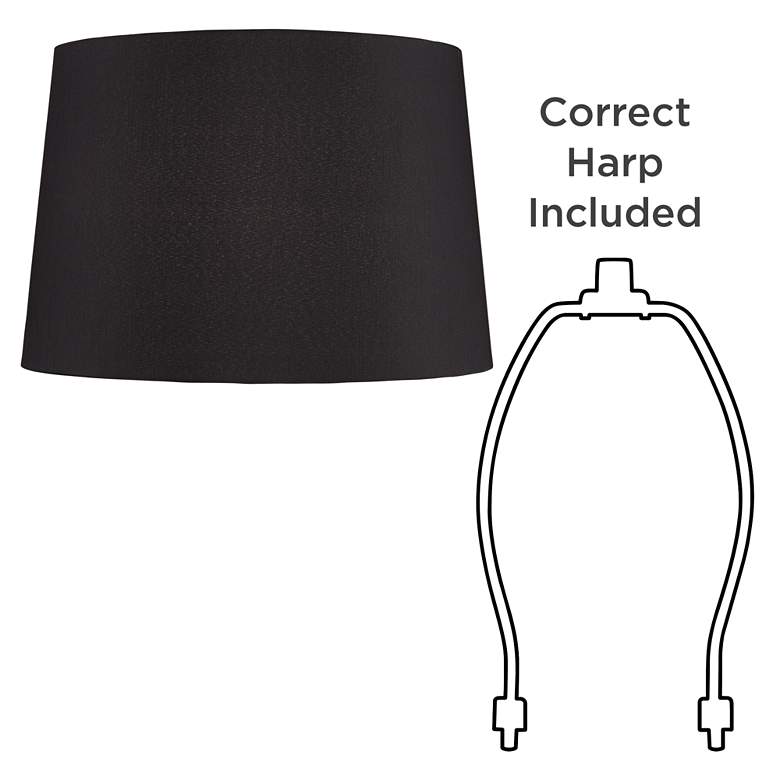 Image 6 Black Faux Silk Set of 2 Drum Lamp Shades 13x15x10 (Spider) more views