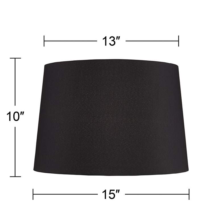 Image 7 Black Faux Silk Set of 2 Drum Lamp Shades 13x15x10 (Spider) more views