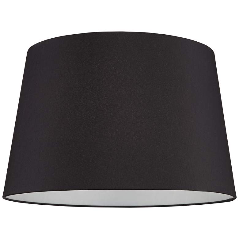Image 3 Black Faux Silk Set of 2 Drum Lamp Shades 14x17x11 (Spider) more views