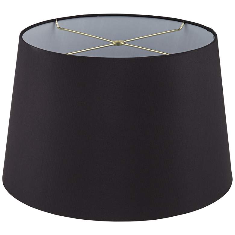 Image 4 Black Faux Silk Set of 2 Drum Lamp Shades 14x17x11 (Spider) more views
