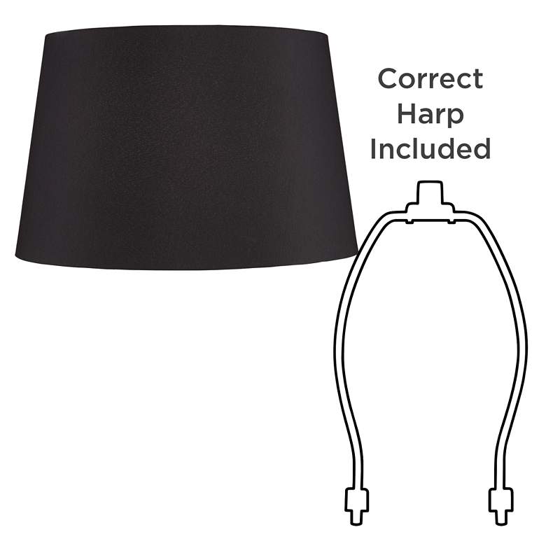 Image 6 Black Faux Silk Set of 2 Drum Lamp Shades 14x17x11 (Spider) more views