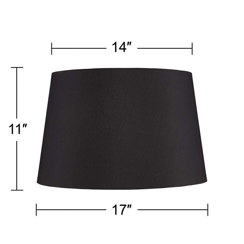 Image 7 Black Faux Silk Set of 2 Drum Lamp Shades 14x17x11 (Spider) more views