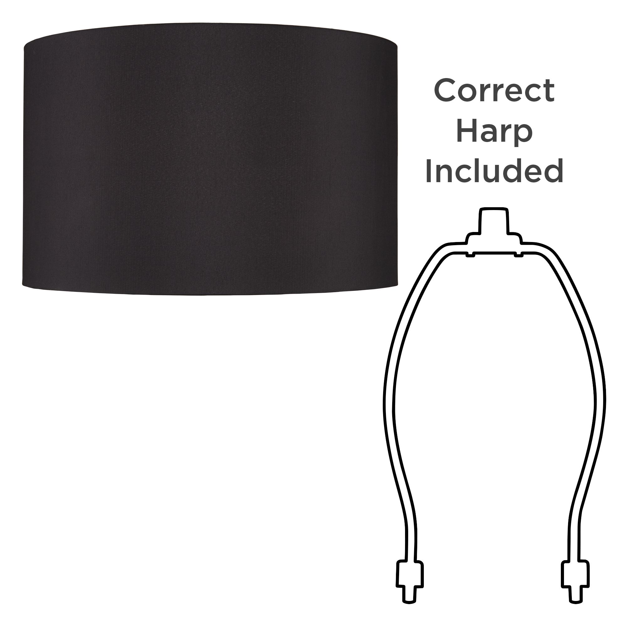 Black Faux Silk Set of 2 Drum Lamp Shades 19x19x12 (Spider) 592X7