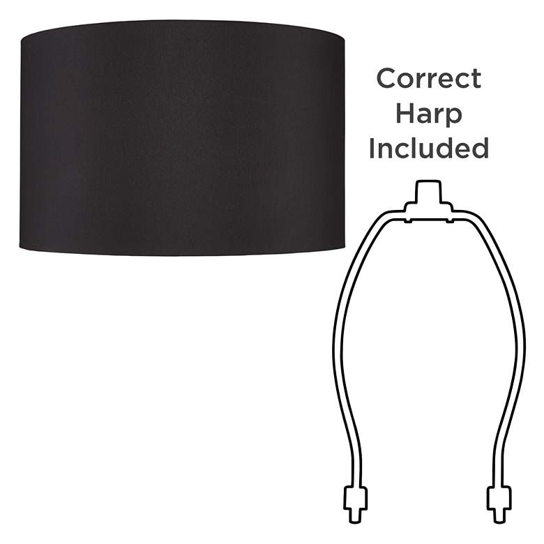 Image 6 Black Faux Silk Set of 2 Drum Lamp Shades 19x19x12 (Spider) more views