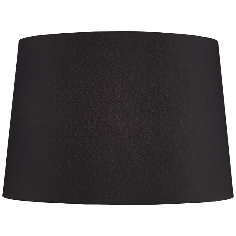 Image 1 Black Faux Silk Tapered Drum Lamp Shade 13x15x10 (Spider)