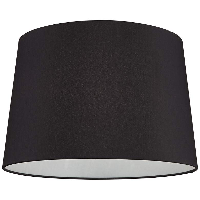 Image 3 Black Faux Silk Tapered Drum Lamp Shade 13x15x10 (Spider) more views