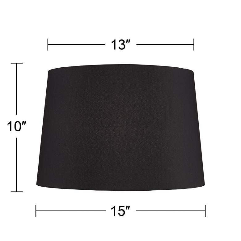 Image 6 Black Faux Silk Tapered Drum Lamp Shade 13x15x10 (Spider) more views