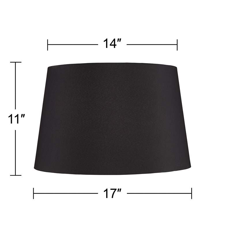 Image 6 Black Faux Silk Tapered Drum Lamp Shade 14x17x11 (Spider) more views