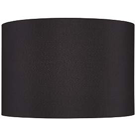 Image1 of Black Faux Silk Tapered Drum Lamp Shade 15x15x10 (Spider)