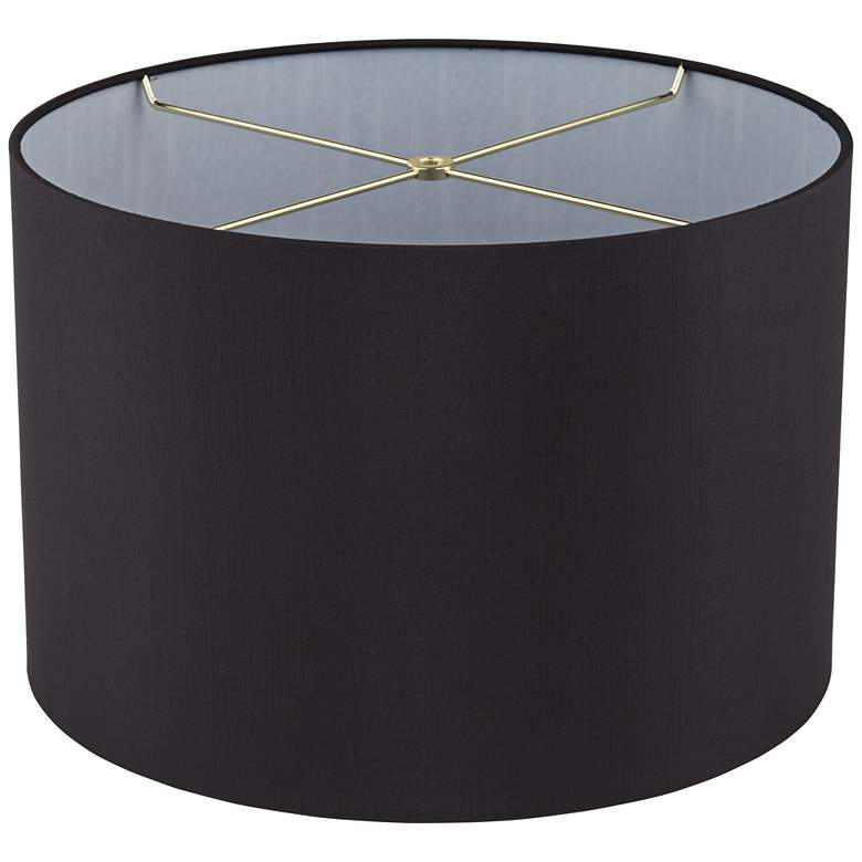 Image 4 Black Faux Silk Tapered Drum Lamp Shade 15x15x10 (Spider) more views