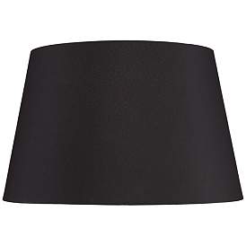 Image1 of Black Faux Silk Tapered Drum Lamp Shade 15x19.5x12 (Spider)