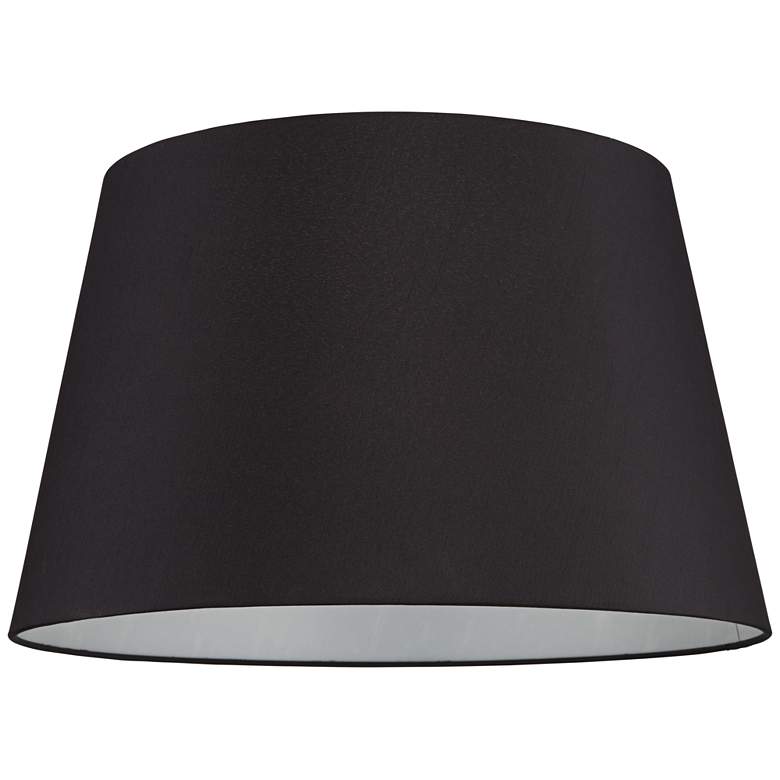 Image 3 Black Faux Silk Tapered Drum Lamp Shade 15x19.5x12 (Spider) more views