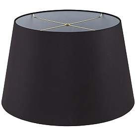 Image4 of Black Faux Silk Tapered Drum Lamp Shade 15x19.5x12 (Spider) more views