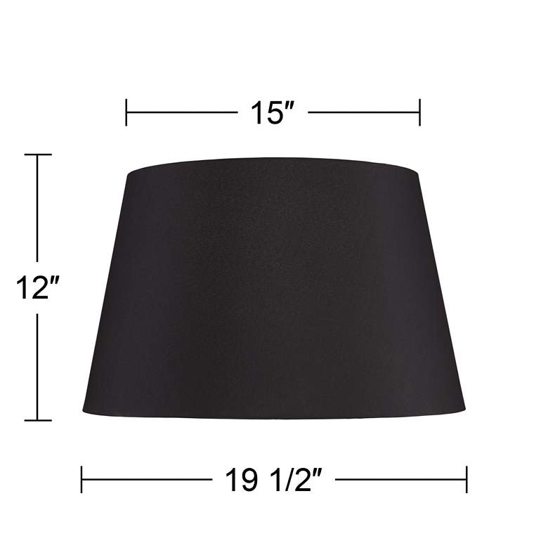 Image 6 Black Faux Silk Tapered Drum Lamp Shade 15x19.5x12 (Spider) more views