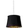 Black Faux Suede 16" Wide Brushed Steel Shaded Pendant