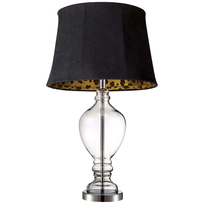 Image 1 Black Faux Suede Apothecary Urn Glass Table Lamp