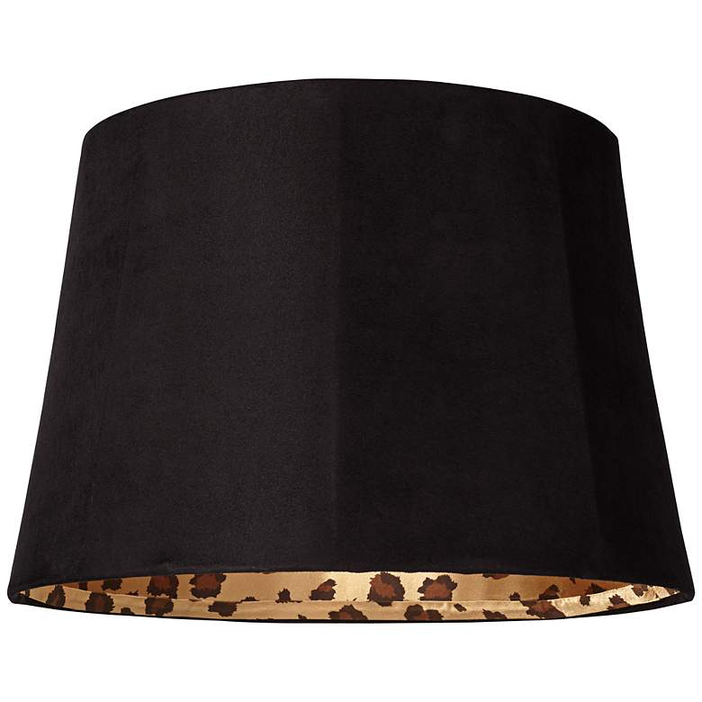 Image 1 Black Faux Suede Leopard Print Shade 13x16x11 (Spider)