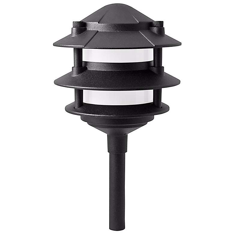 Image 1 Black Finish 3-Tier Landscape Path Light