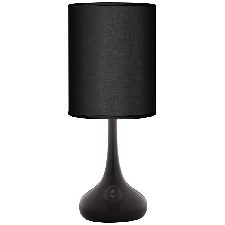 Image 1 Black Finish Modern Droplet Table Lamp with Black Faux Silk Shade