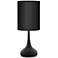 Black Finish Modern Droplet Table Lamp with Black Faux Silk Shade