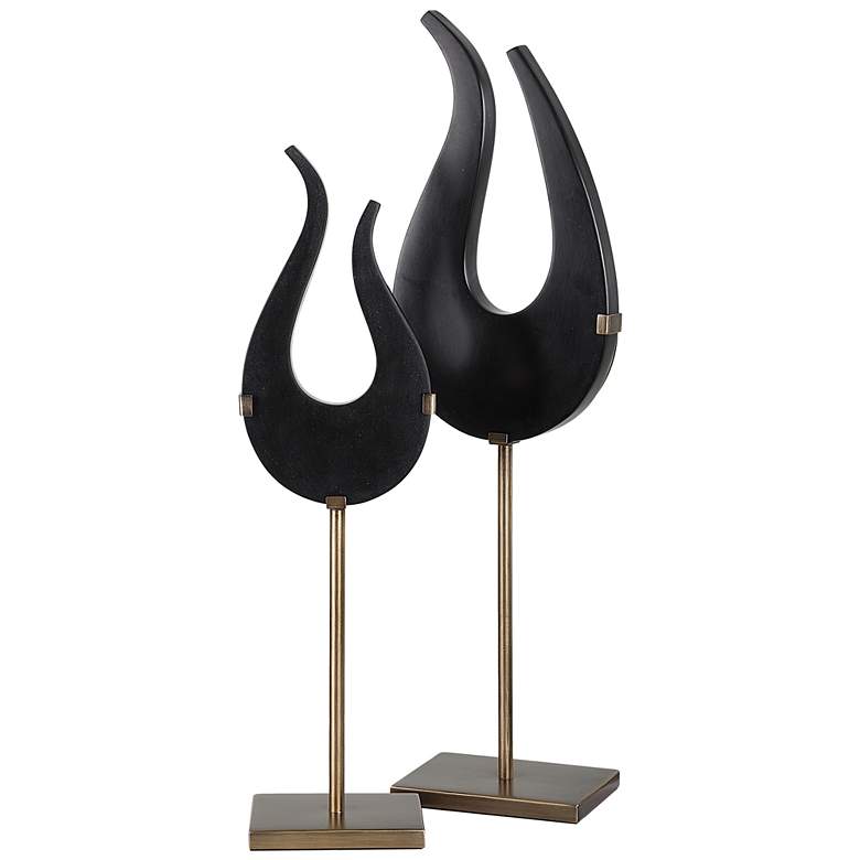 Image 1 Black Flame Set of 2 Sculptures