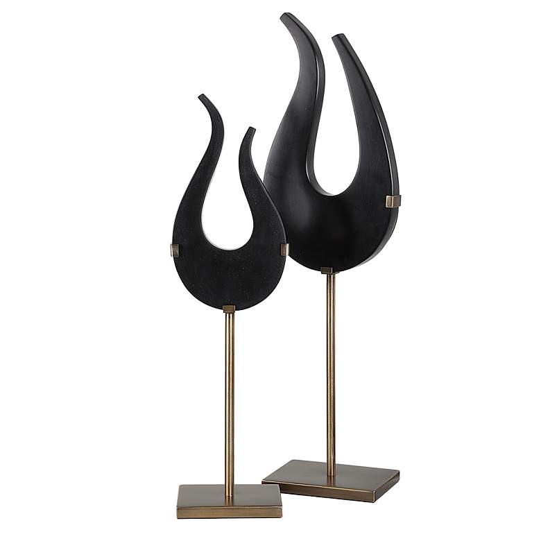 Image 2 Black Flame Set of 2 Sculptures