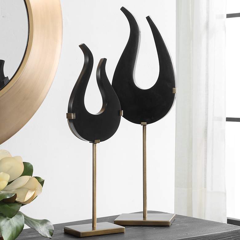 Image 1 Black Flame Set of 2 Sculptures