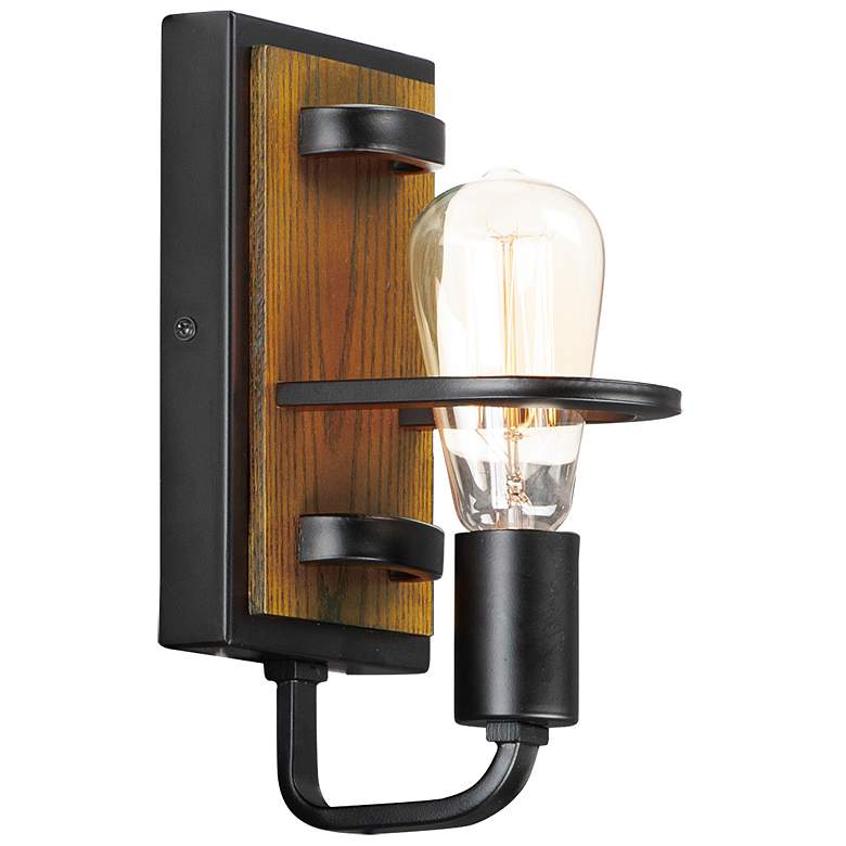 Image 1 Black Forest 1-Light 5.5 inch Wide Black/Ashbury Wall Sconce